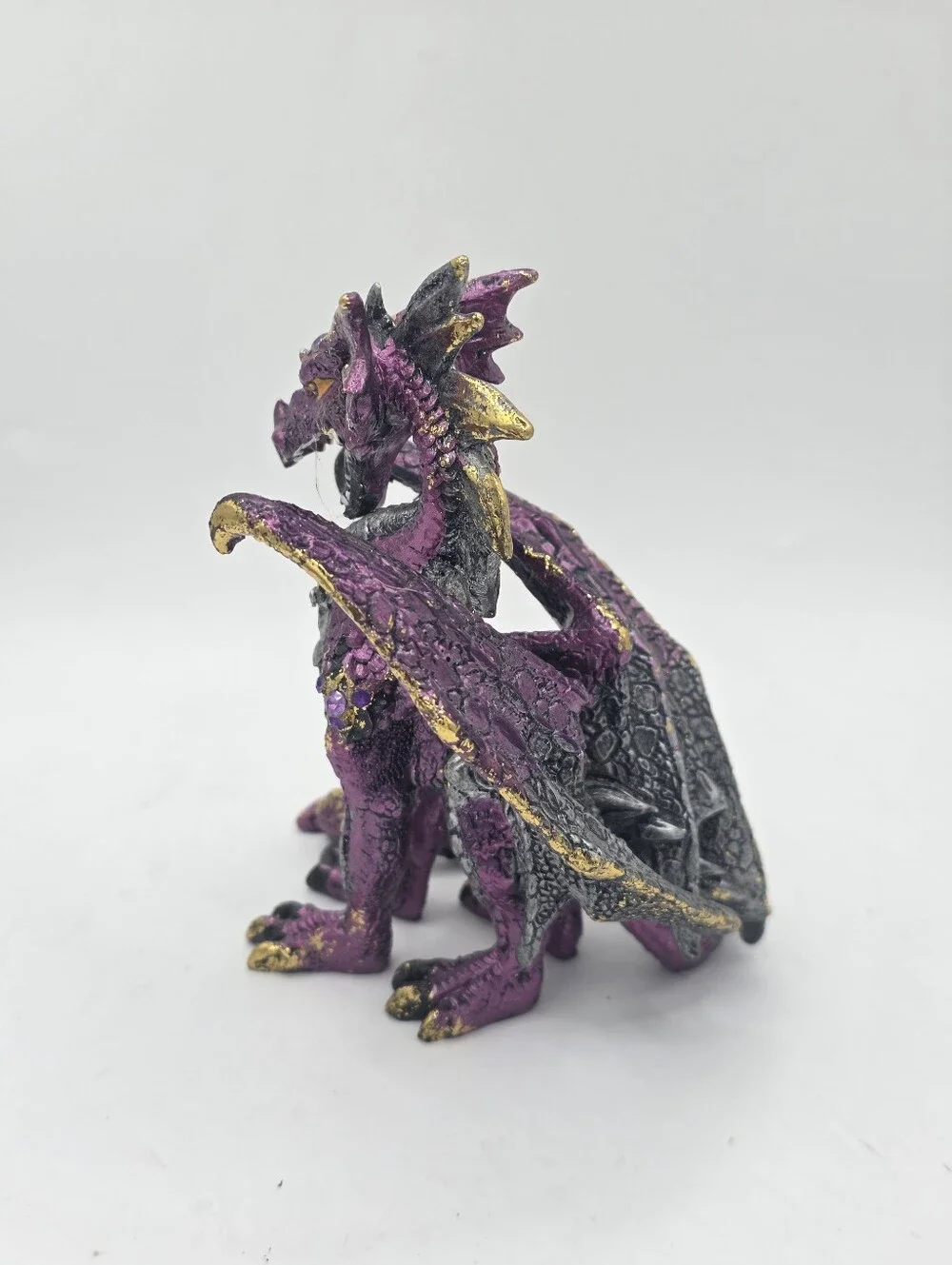Purple Resin Dragon With Rhinestones